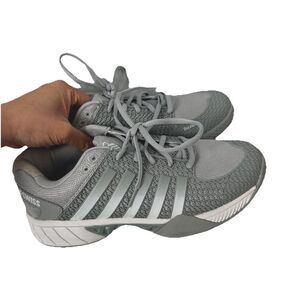K-Swiss Women's Express Light Pickleball Size 8 Wide Highrise White Gray Court